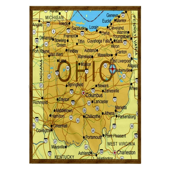 3dRose, Framed Map Of Ohio, 22x30 Bath Hand Pool Towel