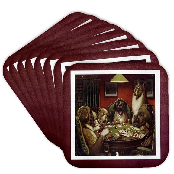 3dRose, Framed Photo Of Famous Vintage Gambling Dogs.jpg, Set of 8 Coasters - Soft