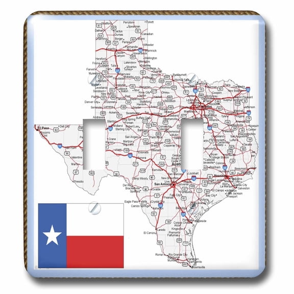 3dRose, Framed State Of Texas With State Flag, double toggle switch