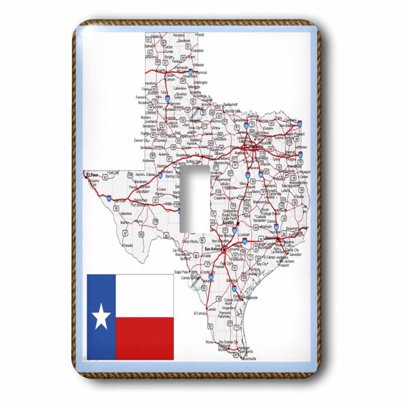 3dRose, Framed State Of Texas With State Flag, single toggle switch