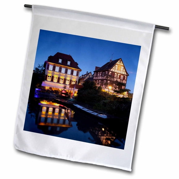 3dRose, France, Alsace, Colmar, Petite Venise, Lauch River - EU09 WBI2074 - Walter Bibikow, 12 x 18 inch Garden Flag