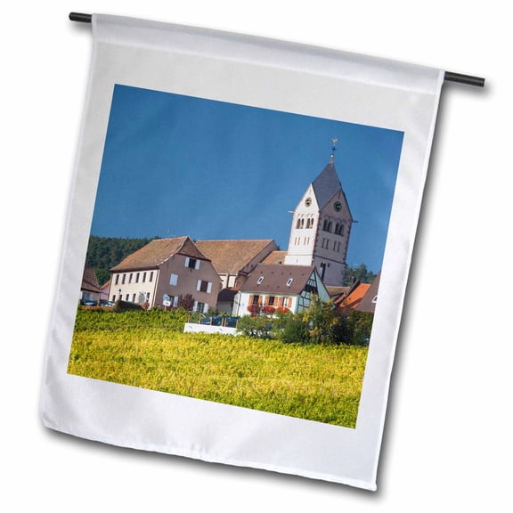 3dRose, France, Bas-Rhin, Alsace, Itterswiller, vineyard - EU09 WBI2004 - Walter Bibikow, 12 x 18 inch Garden Flag