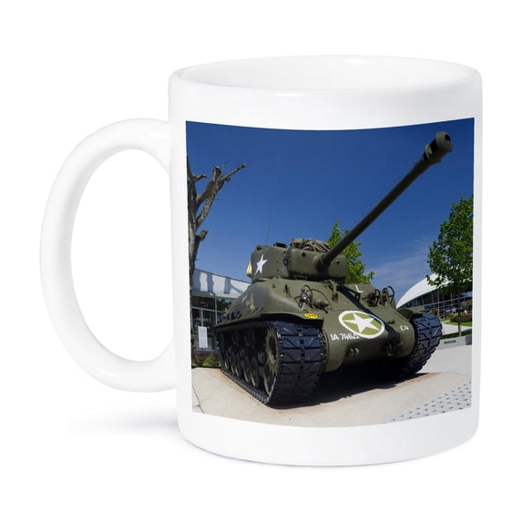 3dRose, France, Normandy, WWII US Sherman tank - EU09 WBI4032 - Walter Bibikow, 15oz Mug