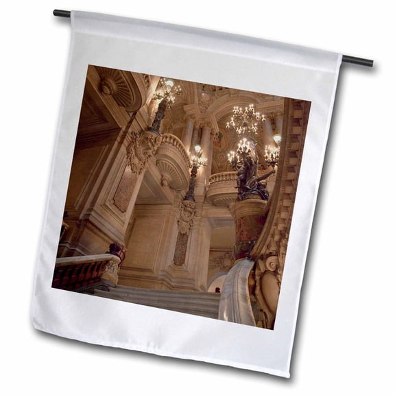 3dRose, France, Paris, Opera Garnier interior - EU09 BJA0176 - Jaynes Gallery, 12 x 18 inch Garden Flag