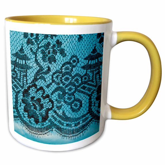 3drose, France, Pas De Calais, Calais, Museum of Lace and Fashion, Lace Detail, 15oz Two-tone Yellow Mug