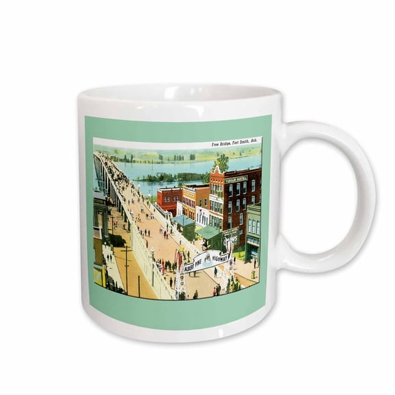 3drose, Free Bridge, Fort Smith Arkansas as Seen from Above - Albert Pike Highway, 11oz Mug