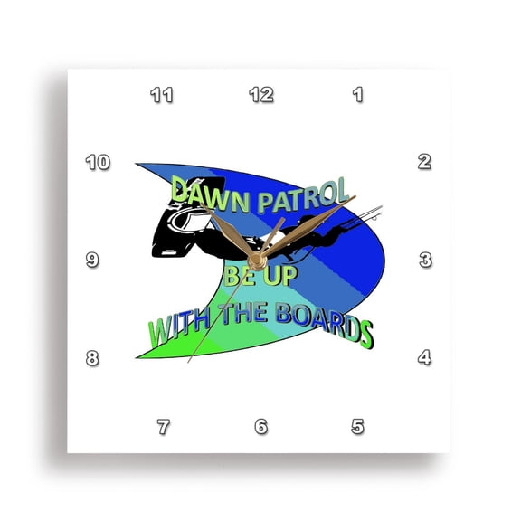 3dRose, Freestyle Kitesurfer Be Up With The Boards Fun Pun 1, 15x15 Wall Clock