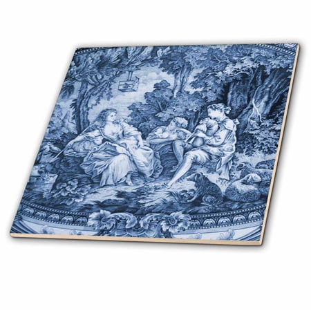 3dRose, French Blue Toille I, 12 Inch Ceramic Tile