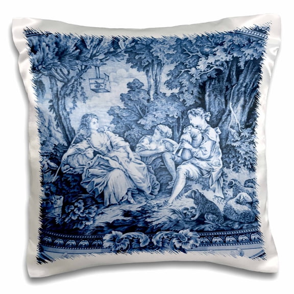 3dRose, French Blue Toille I, 16x16 inch Pillow Case