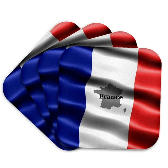 3dRose, French Flag Design, set of 4 Coasters - Soft