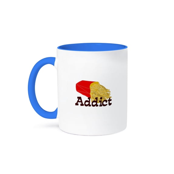 3dRose, French Fry Addict, 11oz Two-Tone Blue Mug