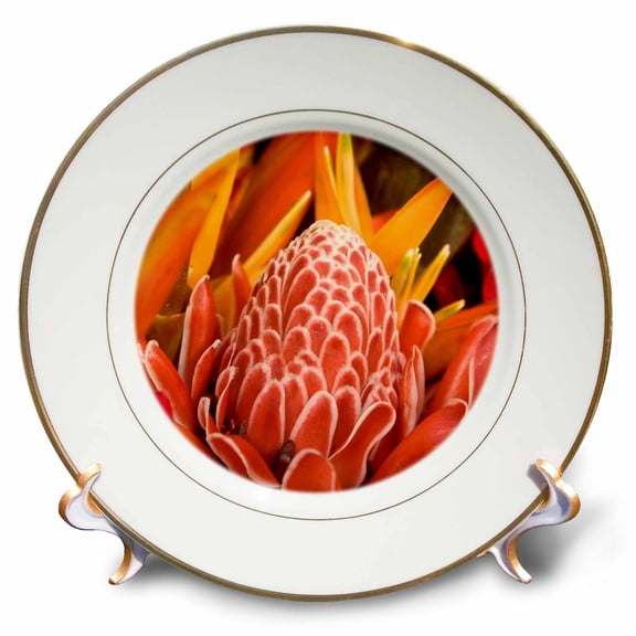 3dRose, French Polynesia, Tropical native flower - OC13 BJA0049 - Jaynes Gallery, 8 inch Porcelain Plate