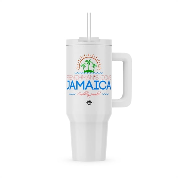 Frenchmans Cove, Jamaica Caribbean Paradise Text, Decorative Images, 30oz Tumbler