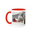 thumbnail image 1 of 3dRose, Fresh snow on red barn near Salmo, British Columbia, Canada., 15oz Two-Tone Red Mug, 1 of 3