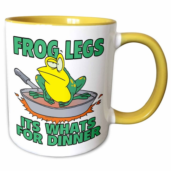 3drose, Frog Legs Its Whats for Dinner, 11oz Two-tone Yellow Mug