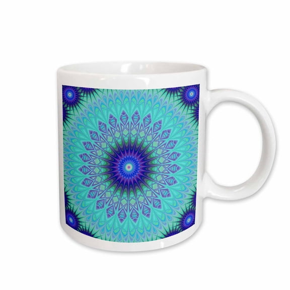 3drose, Frozen Mandala - Blue Abstract Design, 11oz Mug