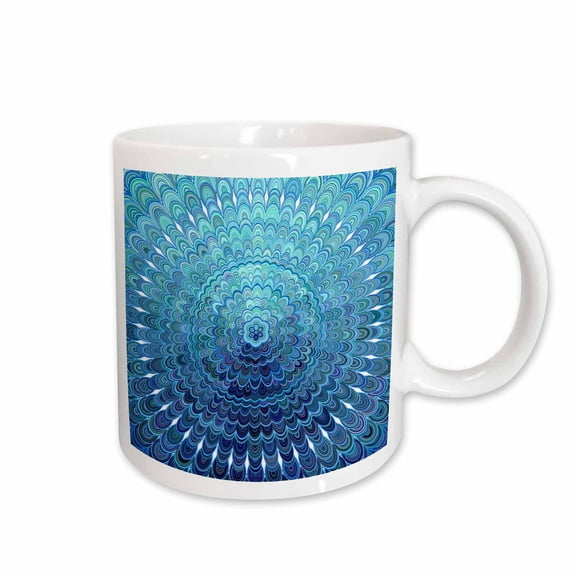 3drose, Frozen Oval Mandala - Ice Cold Winter Design, 15oz Mug