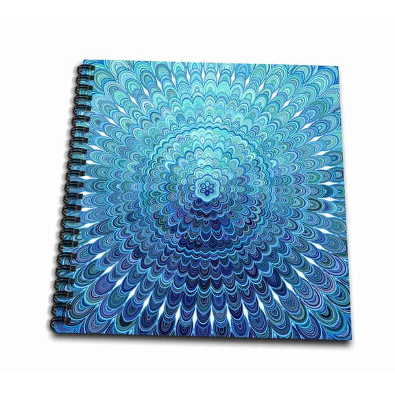 3dRose, Frozen Oval Mandala - ice cold winter design, Drawing Book 8 x 8 inch
