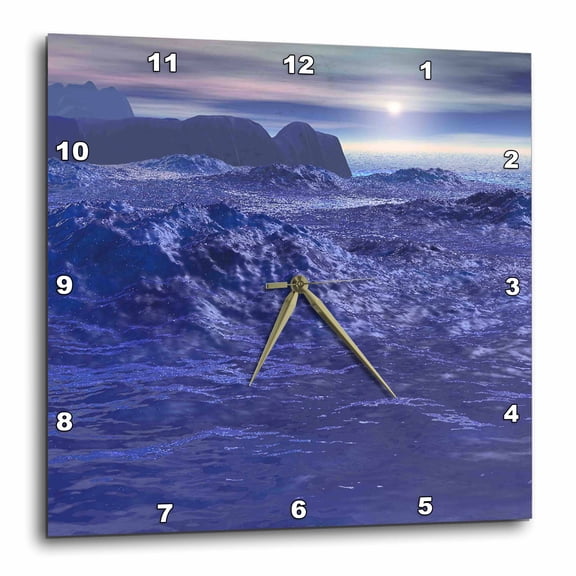3drose, Frozen Sea of Neptune - Enjoy This Science Fiction Scene of a Frozen Sea or Ocean, 15x15 Wall Clock