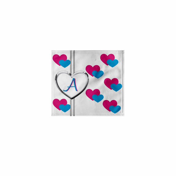 3dRose, Fun Colorful Pink and Blue Hearts Pattern Monogram Letter A, 11x12 Wash Cloth for Face and Body