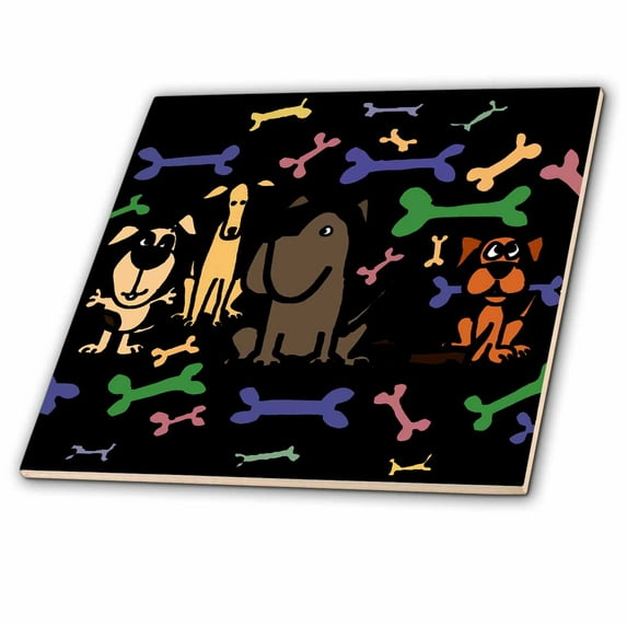 3dRose, Fun Dogs and Biscuits Abstract Art, 6 Inch Ceramic Tile