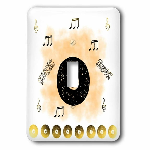 3dRose, Fun Gold Musical Notes Records Art - Music, single toggle switch
