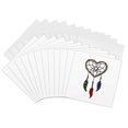 thumbnail image 1 of 3drose, Fun Heart Shaped Dream Catcher with Beads and Feathers, 12 Greeting Cards with Envelopes, 1 of 7