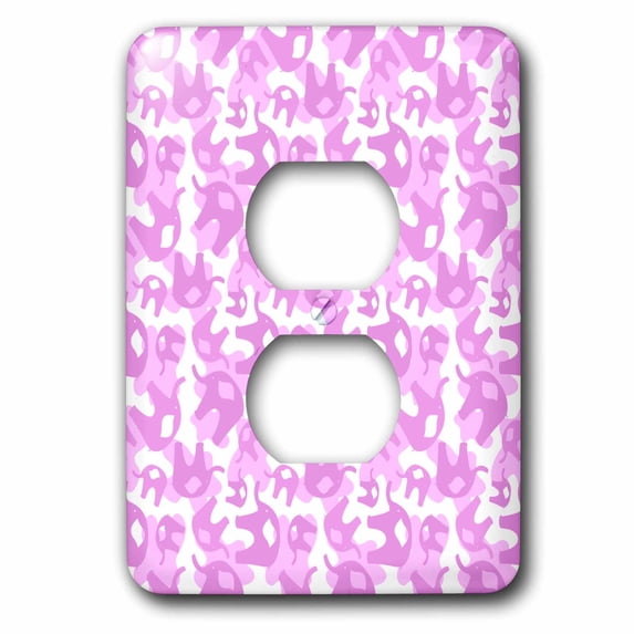 3dRose, Fun Pink Elephants - Animal Art - Whimsical, 2 plug outlet cover