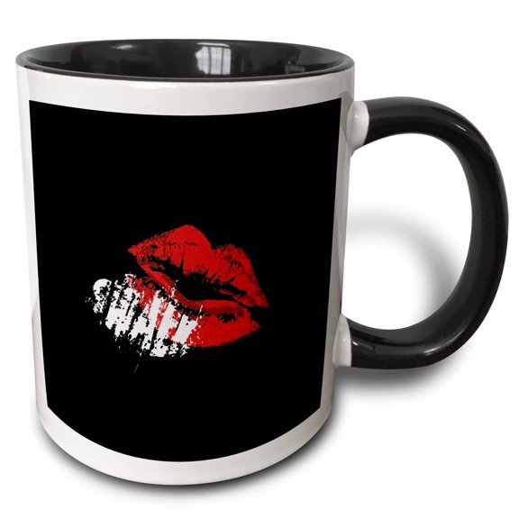 3drose, Fun Swalk Postal Abbreviation with Sweetheart Red Lipstick Kiss, 11oz Two-tone Black Mug