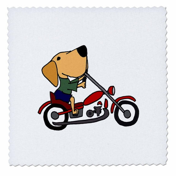 3dRose, Fun Yellow Labrador Retriever Dog Riding Red Motorcycle, 6x6 inch quilt square