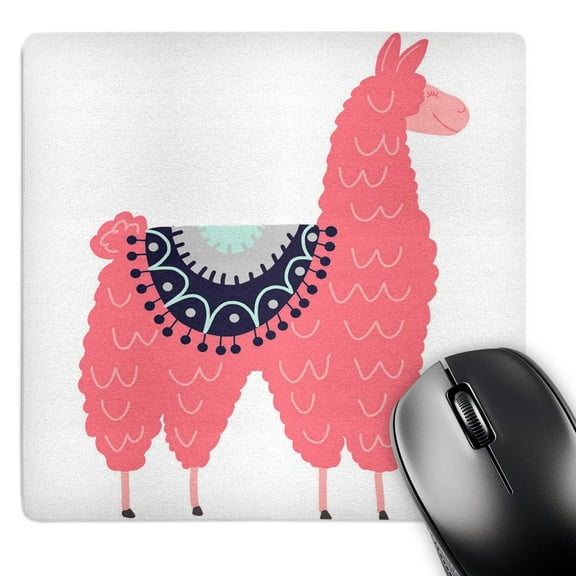 3dRose, Fun creative fluffy pink llama wearing a saddle blanket, MousePad