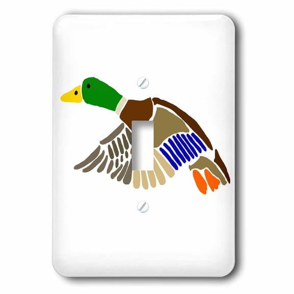 3dRose, Funny Artistic Mallard Duck in Flight Abstract Art, single toggle switch
