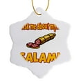 thumbnail image 1 of 3drose, Funny Ask Me About My Salami Innuendo Humor, 3 inch Snowflake Porcelain Ornament, 1 of 7