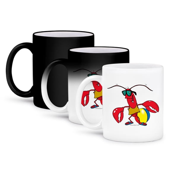 3dRose, Funny Beach Party Lobster Cartoon, 11oz Magic Transforming Mug