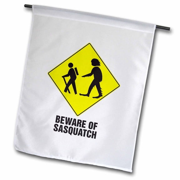 3dRose, Funny Beware of Sasquatch Big Foot Warning Sign, 12 x 18 inch Garden Flag