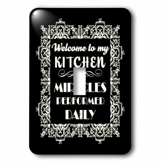 3dRose, Funny Black and White Kitchen Design, single toggle switch
