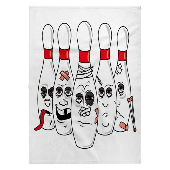 3dRose, Funny Busted Up Injured Bowling Pins Cartoon Sports Design, 22x30 Bath Hand Pool Towel