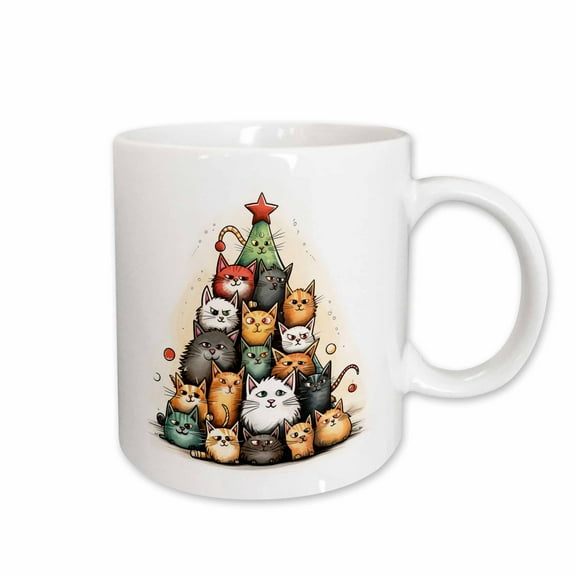 3drose, Funny Cat Christmas Tree, 11oz Mug