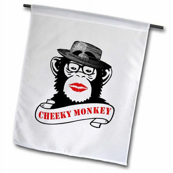 3dRose, Funny Cheeky Monkey Design- Chimpanzee with Hat and Lipstick, 12 x 18 inch Garden Flag