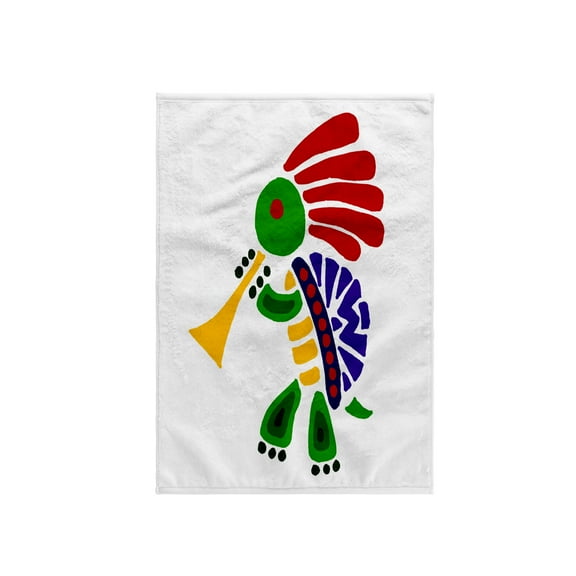 3dRose, Funny Colorful Turtle Dancing Kokopelli and Playing Horn, 15x22 Hand Towel