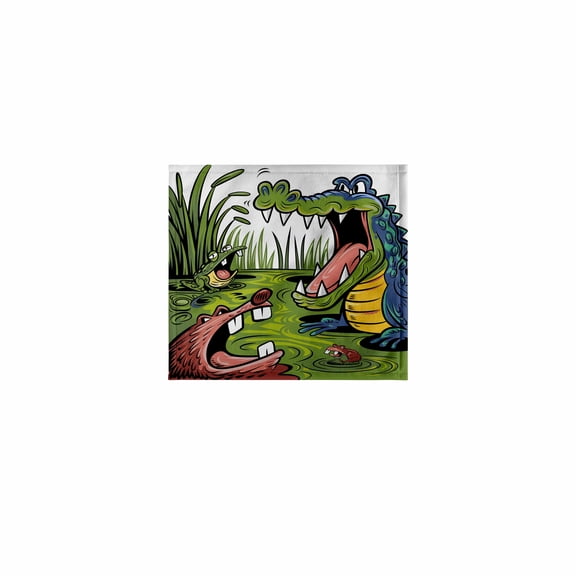 3dRose, Funny Cool Colorful Alligator, Bear and Frog Swamp Graffiti Abstract, 11x12 Wash Cloth for Face and Body