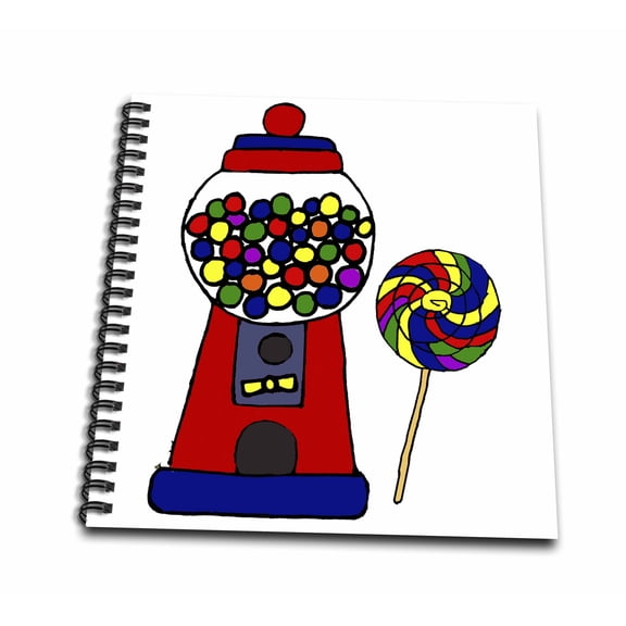 3dRose, Funny Cool Colorful Bubblegum Machine Cartoon, Mini Notepad 4 x 4 inch