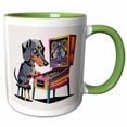 thumbnail image 1 of 3drose, Funny Cool Colorful Dachshund Dog Playing Pinball Machine Game, 11oz Two-tone Green Mug, 1 of 6