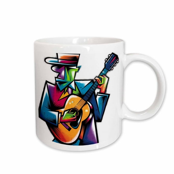 3drose, Funny Cool Colorful Guitar Player Jazz Music Graffiti Abstract, 11oz Mug