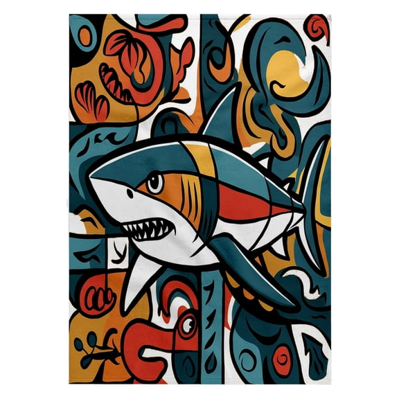 3dRose, Funny Cool Colorful Swimming Shark Beach Abstract Art, 22x30 Bath Hand Pool Towel