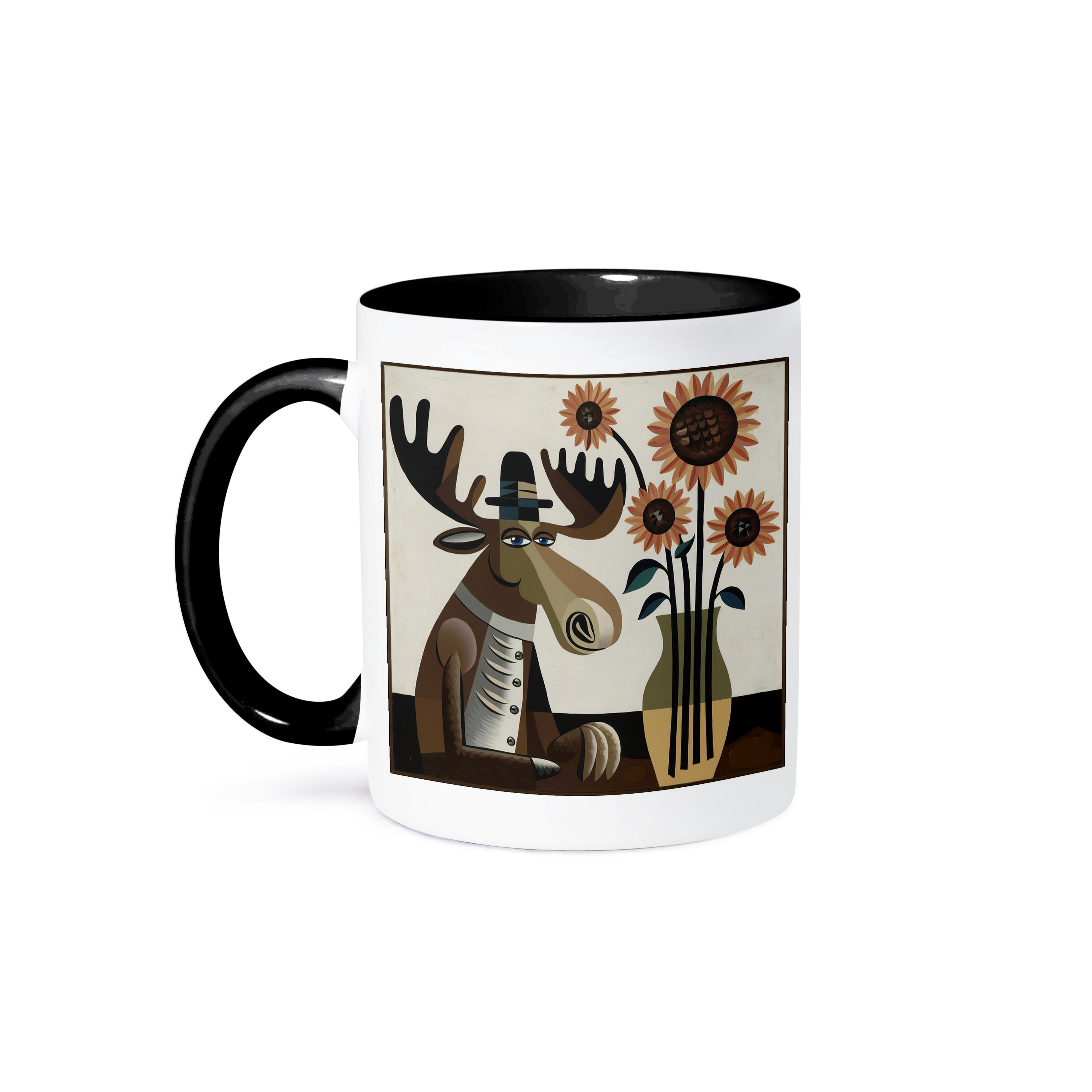 3dRose Funny Teddy Roosevelt 'Bull Moose' Novelty Coffee Mug – 15oz Two-Tone Yellow
