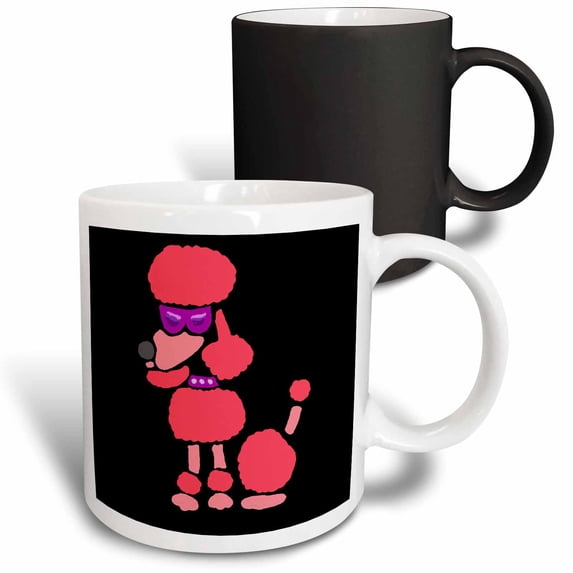 3drose, Funny Cool Pink Poodle Wearing Sunglasses and Rhinestones, 11oz Magic Transforming Mug