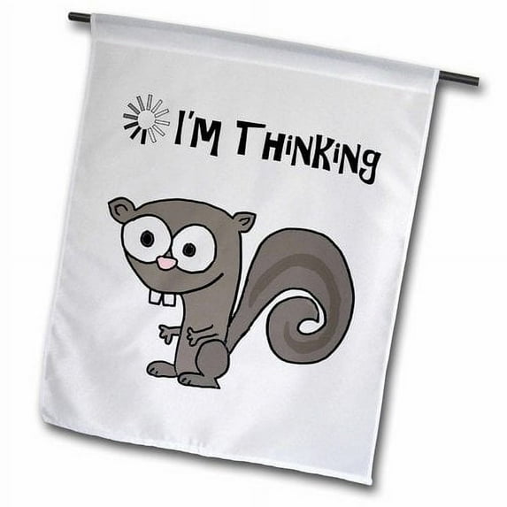 3dRose, Funny Cool Squirrel Thinking with Compute Waiting Symbol, 12 x 18 inch Garden Flag