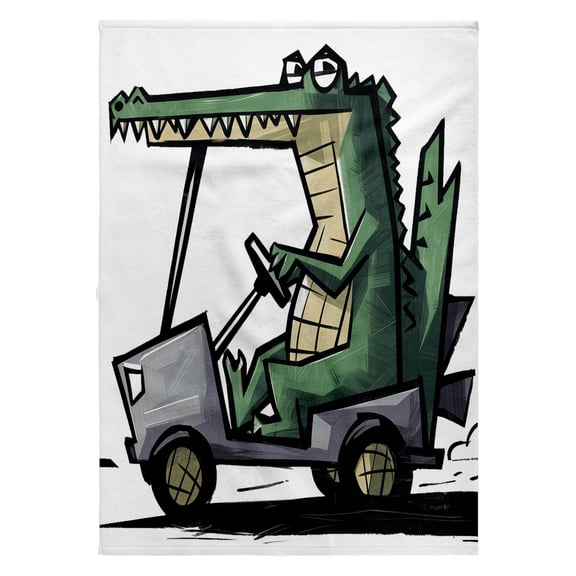 3dRose, Funny Cute Alligator Driving Golf Cart Golfer Sports Abstract, 22x30 Bath Hand Pool Towel