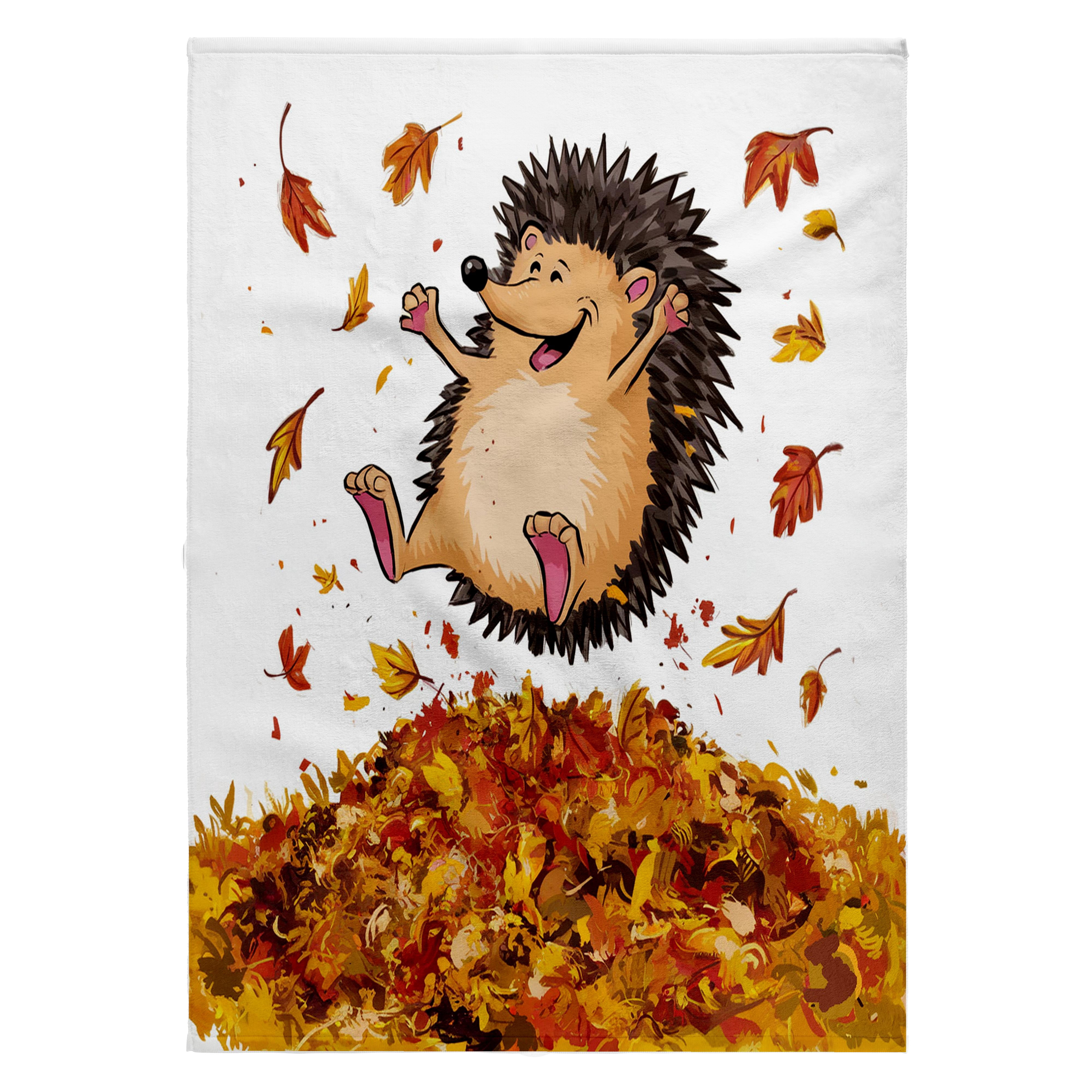 3dRose, Funny Cute Baby Hedgehog jumping in Autumn Leaves Abstract, 22x30 Bath Hand Pool Towel